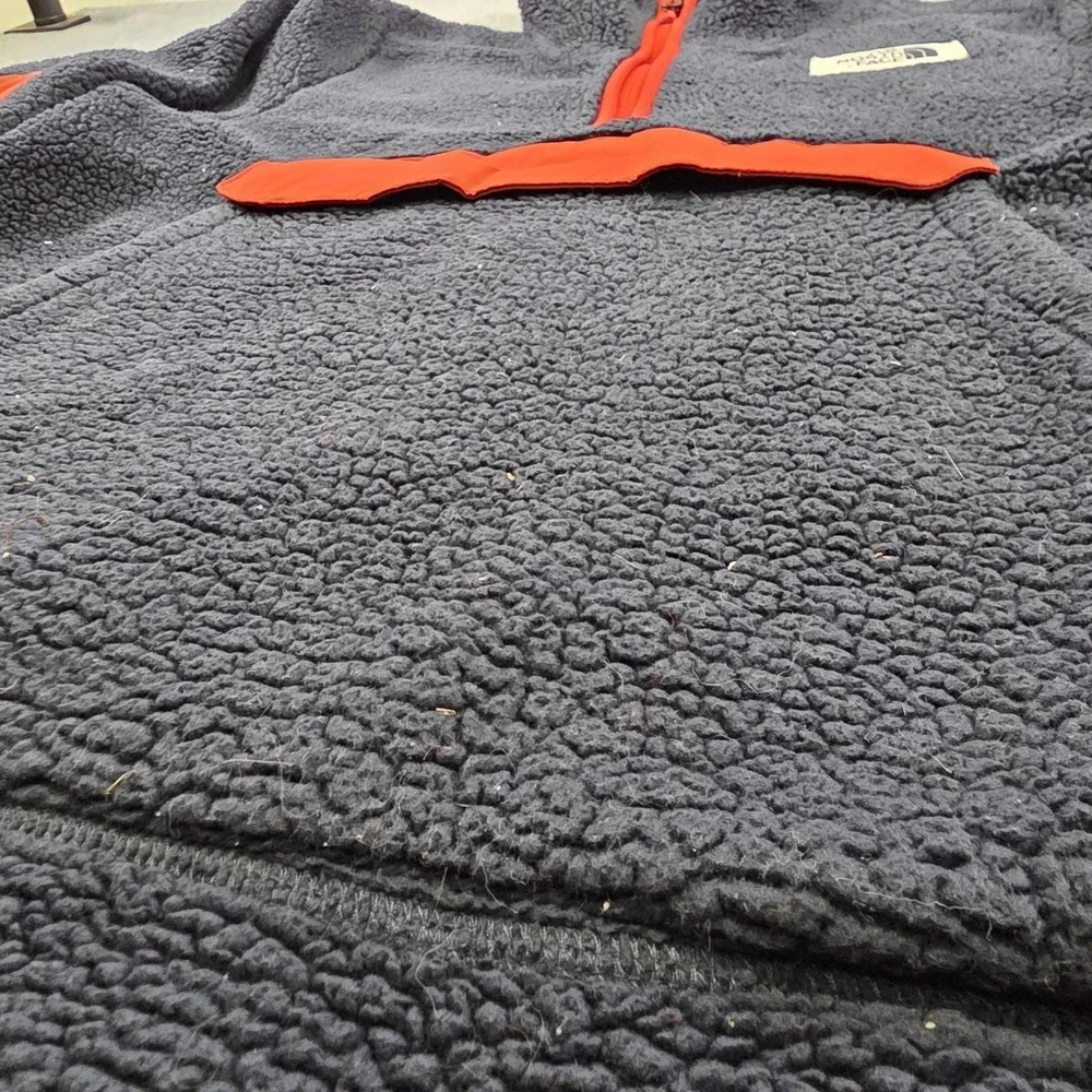 The North Face Campshire Hoodie Mens Small Blue Sherpa Fleece 1/4‎ Zip Pullover